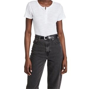 Z Supply Lynn Henley Slub Thong Bodysuit  in White Size S